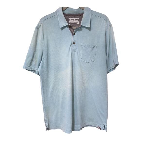 Eddie Bauer Polo Men’s Size LT Blue Short Sleeve - Picture 1 of 5